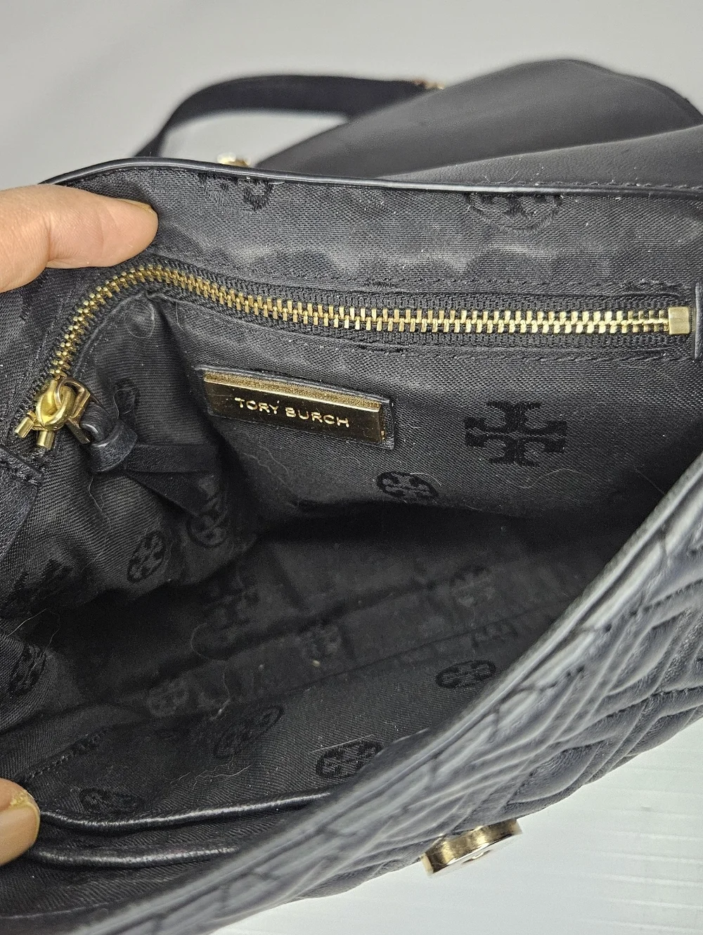 Tory Burch Fleming Black Quilted Leather Chain Shoulder/Crossbody Bag